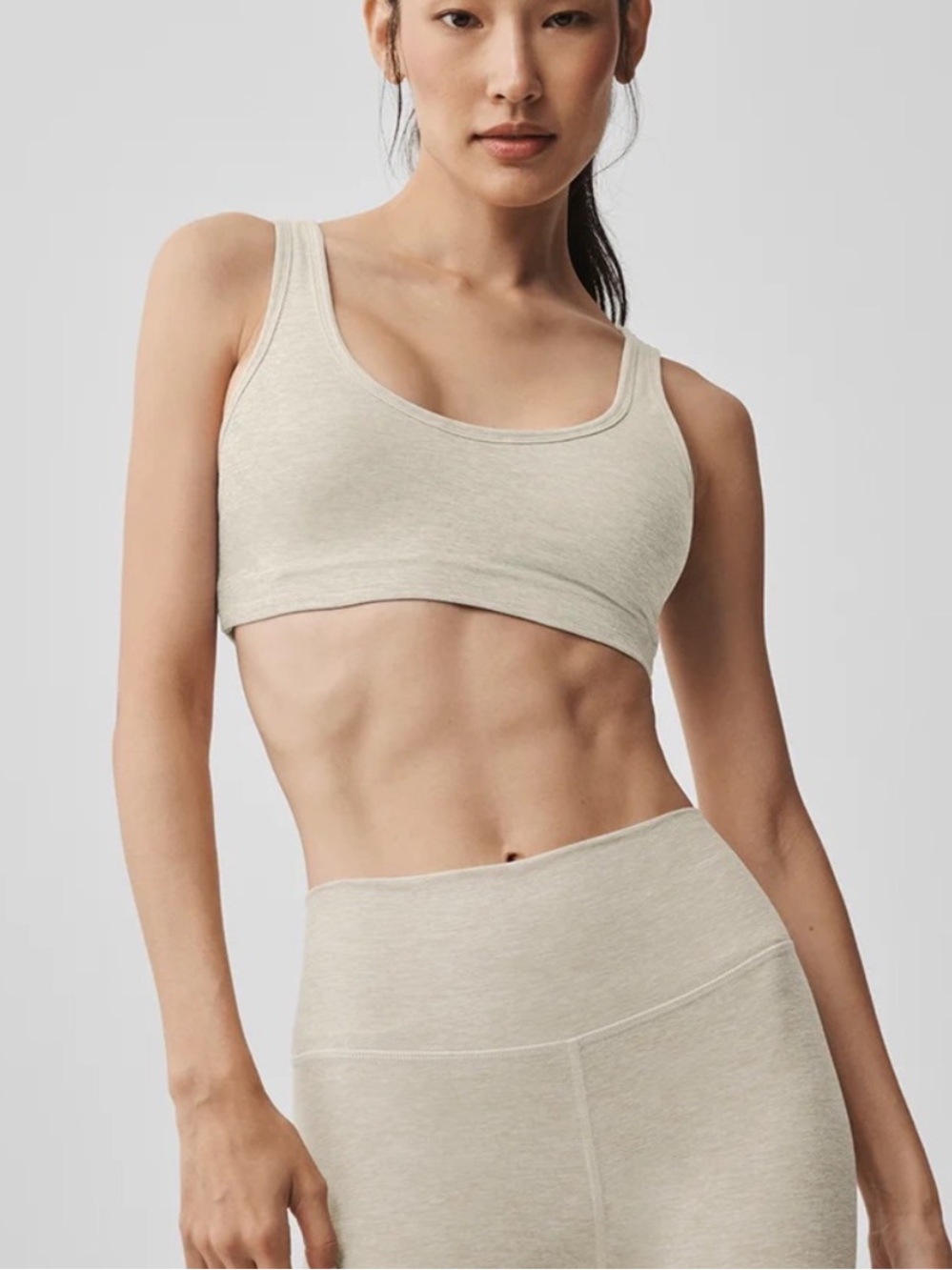 Alo Yoga Alosoft Center Stage Bra in Oatmeal Heather